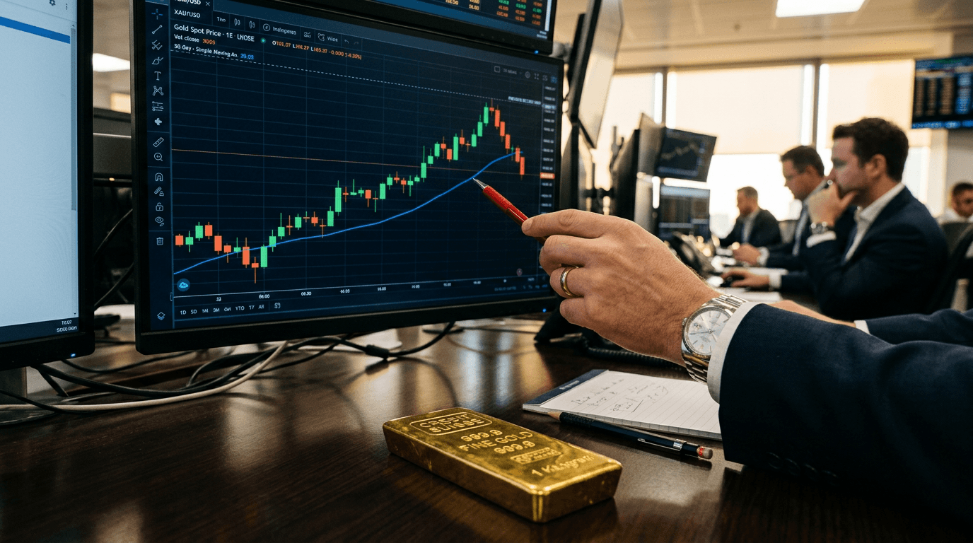 Gold Breaks Above 50 SMA but Retreats from Record Highs