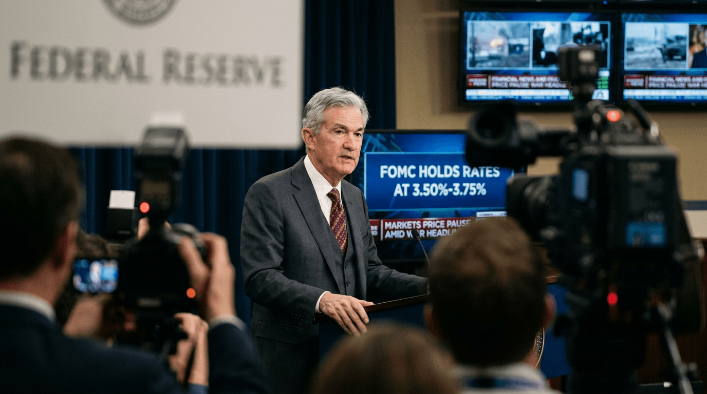 FOMC Holds Rates at 3.50%-3.75%, Markets Price Pause Amid War Headlines