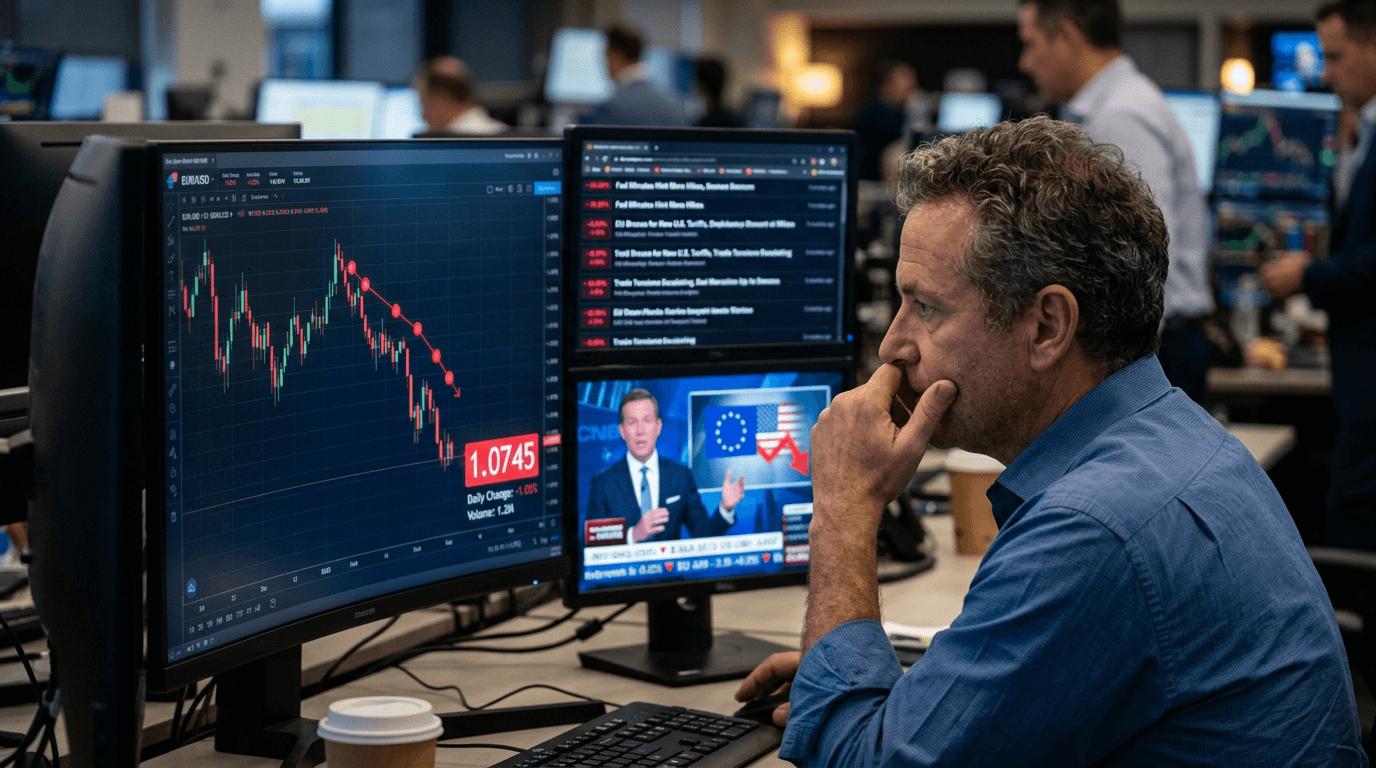 EURUSD Drops to 1.0745 on Hawkish Fed and EU Tariff Fears