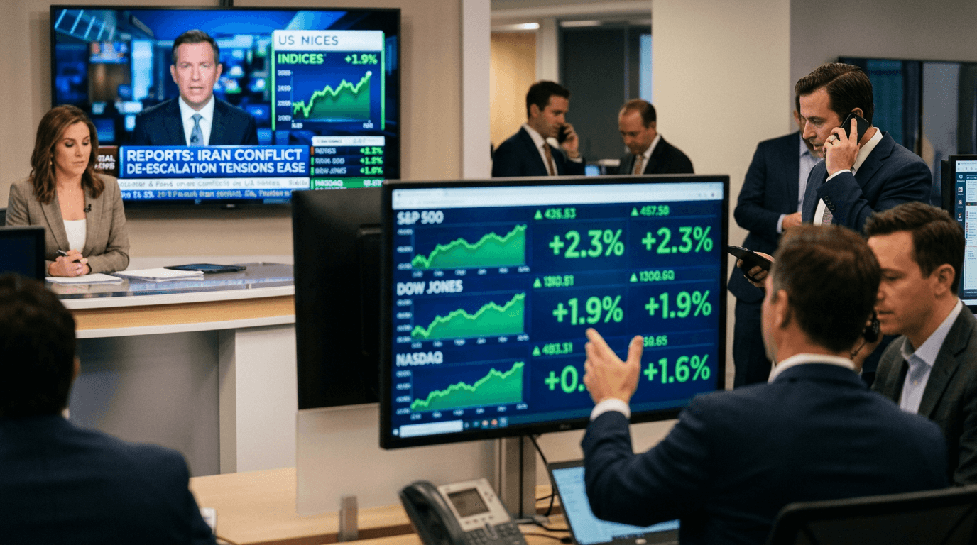 US Stock Indices Surge on Iran Conflict De-escalation Reports