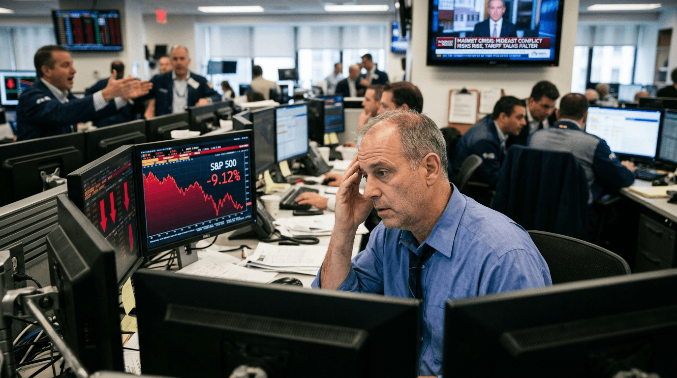 S&P 500 Drops 9% on Mideast War Risks and Tariff Pause Fade