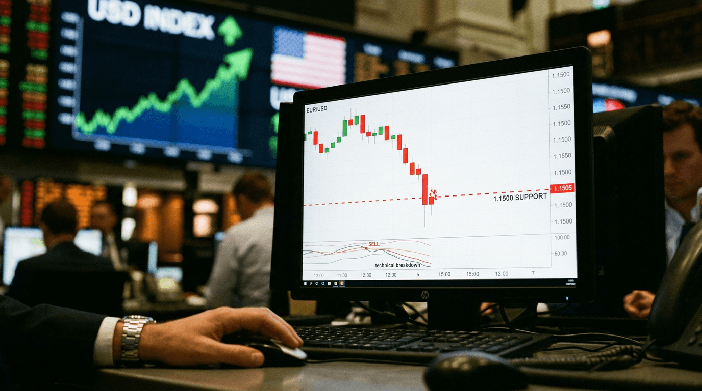 EUR/USD Breakdown Signals Extended Weakness Below 1.1500 as Dollar Dominates