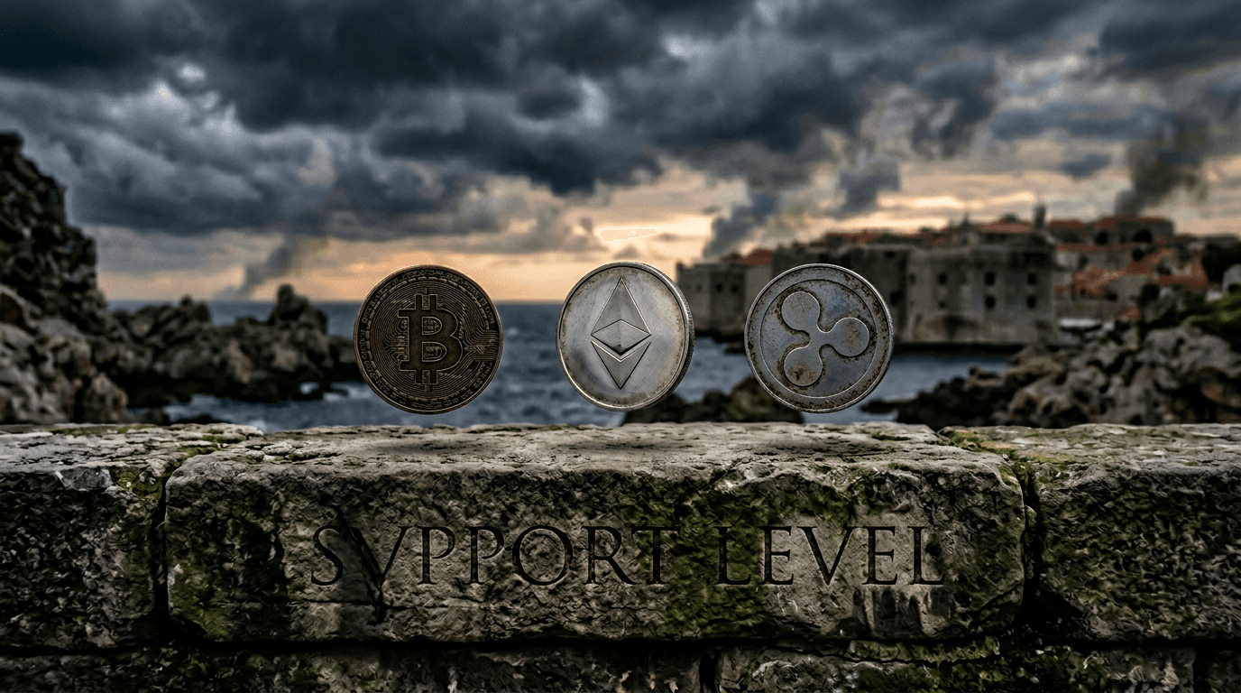 Bitcoin, Ethereum, and XRP Hover Near Key Supports Amid Geopolitical Risks