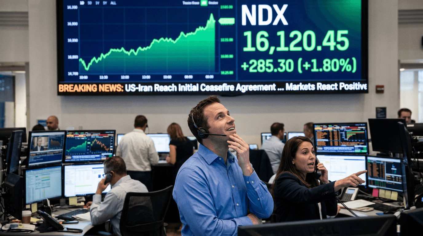 Nasdaq 100 Surges Amid US-Iran Ceasefire Deal