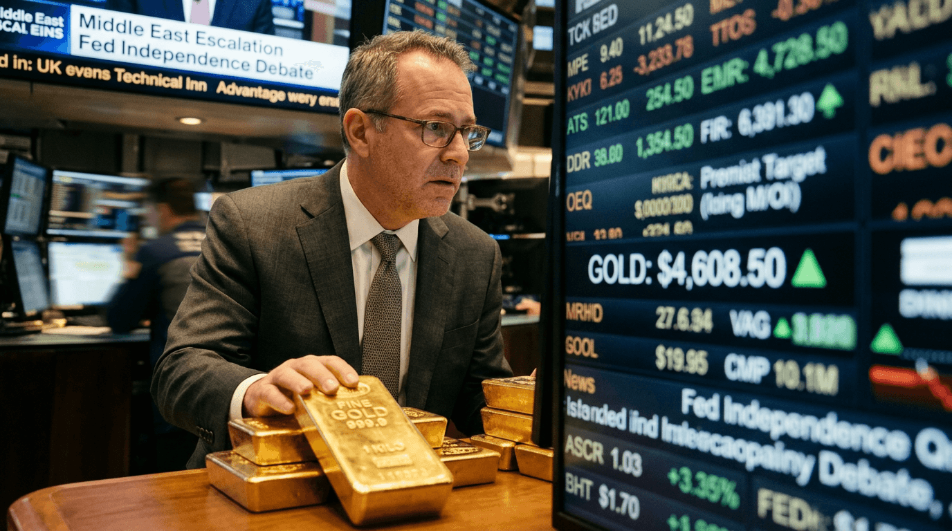 Gold Hits Record $4,600 as Fed Independence Fears and Iran Tensions Drive Safe-Haven Rush