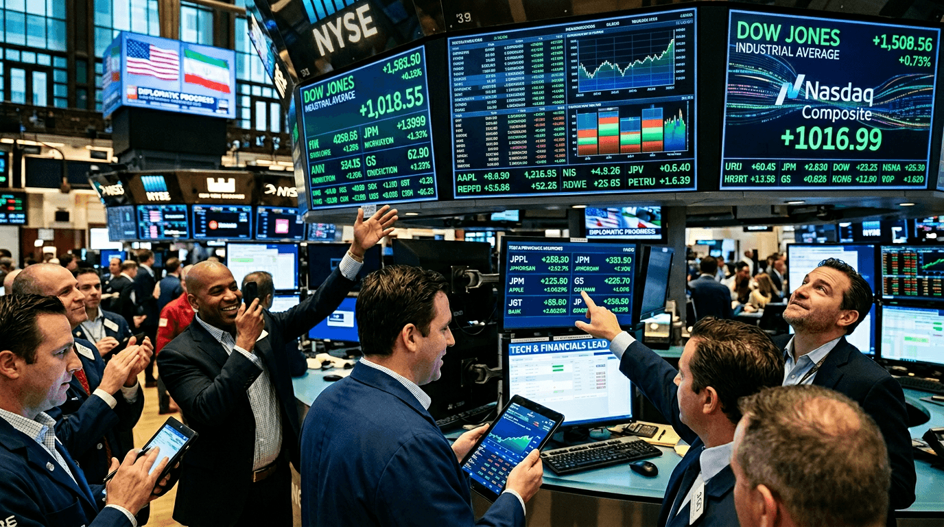 US Stocks Surge to Record Highs as Iran Peace Deal Prospects Brighten