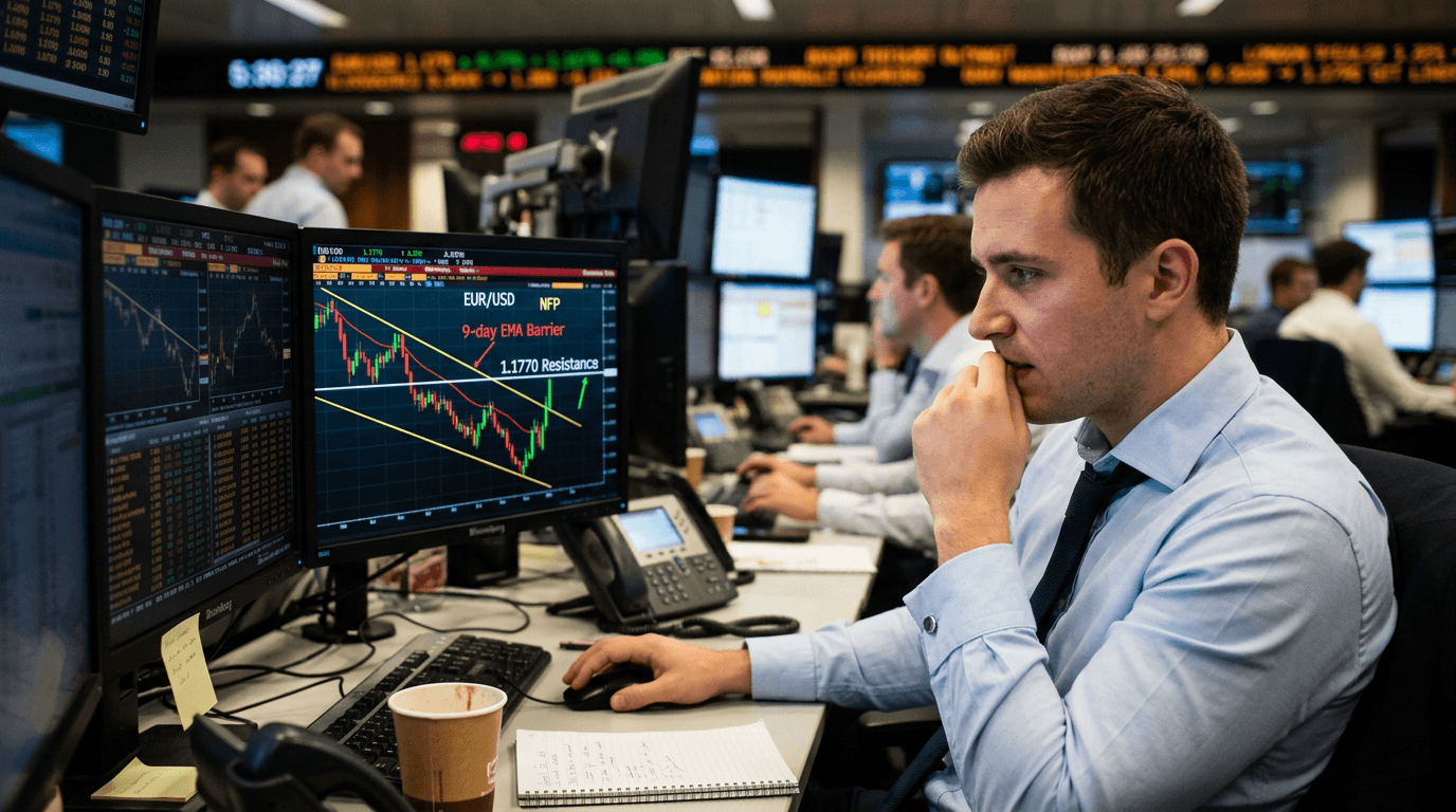 EUR/USD Post-NFP Bounce Tests Nine-Day EMA Amid Descending Channel