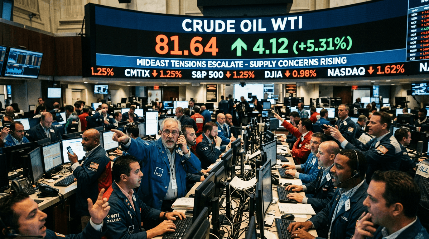 Oil Surges 9% to $81.64 on US-Iran Escalation, Shaking Stock Markets
