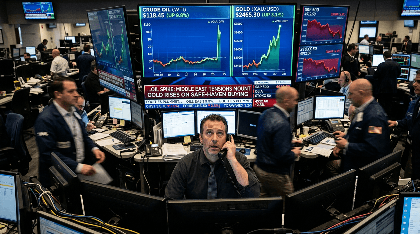 Gold Rises on Safe-Haven Flows as Oil Surges on Geopolitical Tensions