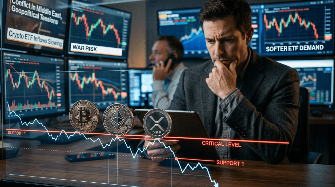 Crypto on Edge: BTC, ETH and XRP Test Support Amid War Risk