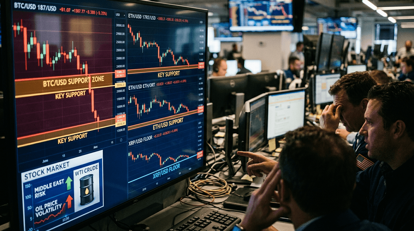 Crypto On Edge: BTC, ETH and XRP Test Support as Oil and Geopolitics Bite