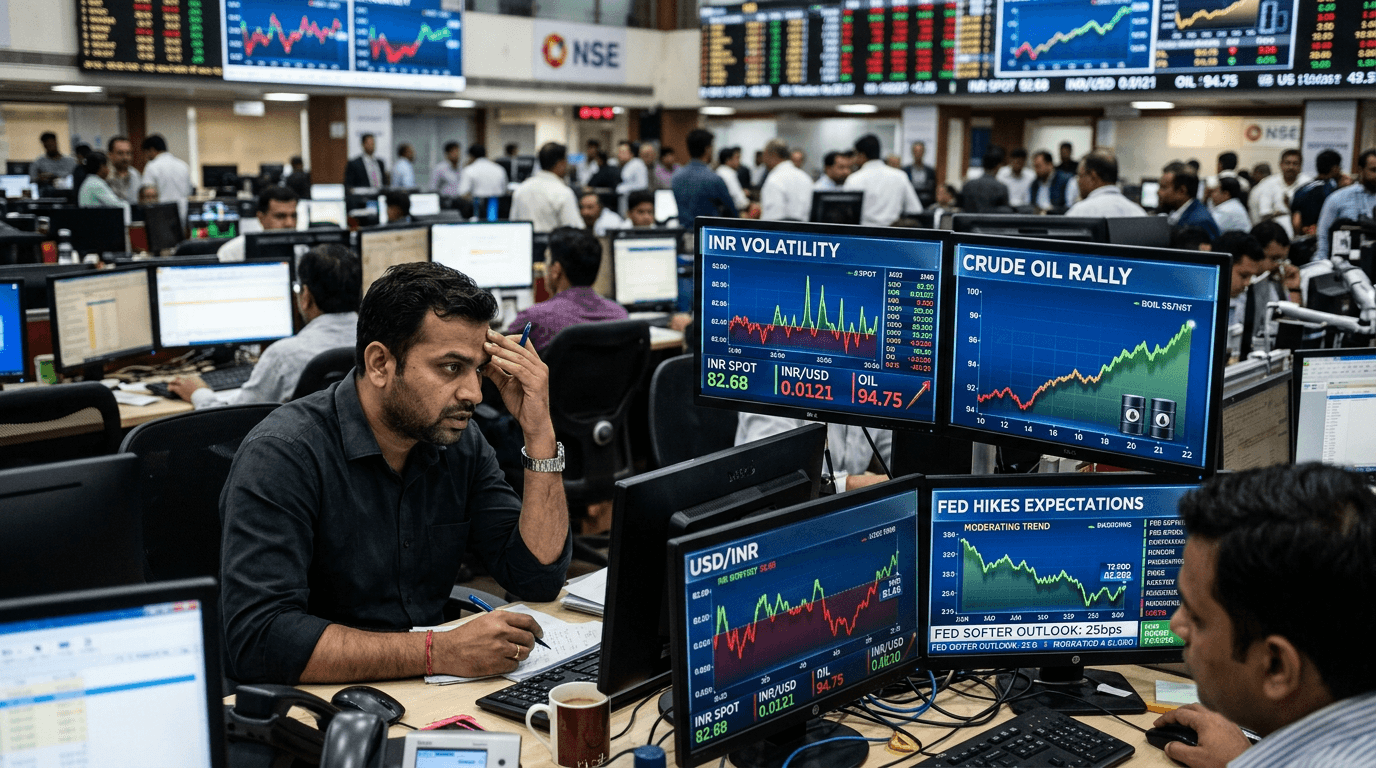 Rupee in a Tug-of-War: Fed Hike Bets Cool as Crude Surges