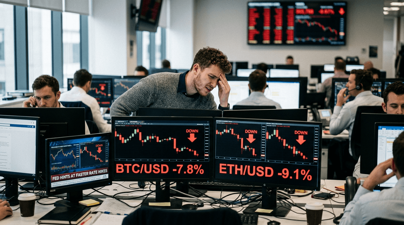 Broad crypto market correction following hawkish Fed commentary