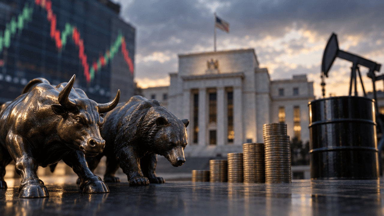 Global equities pause as yields and oil surge before the Fed